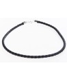 Collier en cuir tressé noir - 45cm