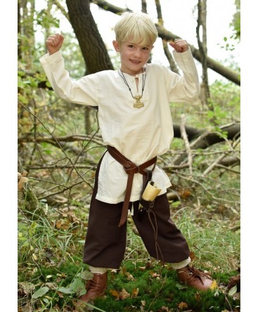 Pantalon médiéval ample pour enfant de couleur marron