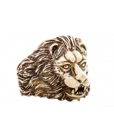 Bague tête de lion en bronze