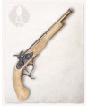 Pistolet de type flintlock en metal avec crosse en ivoire