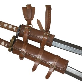 double fourreau en cuir de qualité pour porter deux épées ou deux sabres