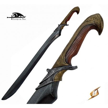 Une épée elfique de belle facture avec sa poignée style bois et bronze