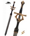 Cette épée à deux mains Stronghold est magnifique avec sa garde dorée et son grand ricasso