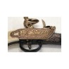 Pistolet à silex  flintlock russe avec crosse décorée en forme de tête d'oiseau