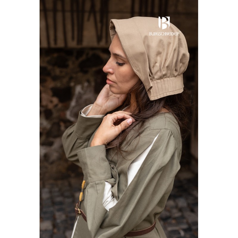 Le bonnet médiéval Helga couleur écru chanvre Le bonnet médiéval Helga couleur écru chanvre