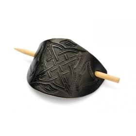 La barrette celtique en cuir noir