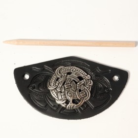 BARRETTE À CHEVEUX VIKING EN CUIR ET CONCHO METAL