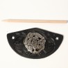 BARRETTE À CHEVEUX VIKING EN CUIR ET CONCHO METAL