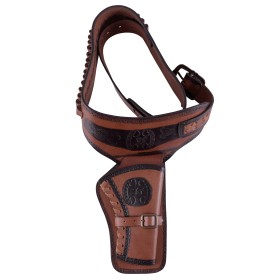 La ceinture de cowboy avec holster en cuir sur fond blanc