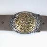 Boucle de ceinture bi-ton avec motifs triskel et noeuds celtique