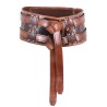 Ceinture large double en cuir marron