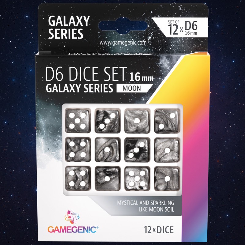 SET DE 12 DÉS 6 FACES - COULEUR LUNE