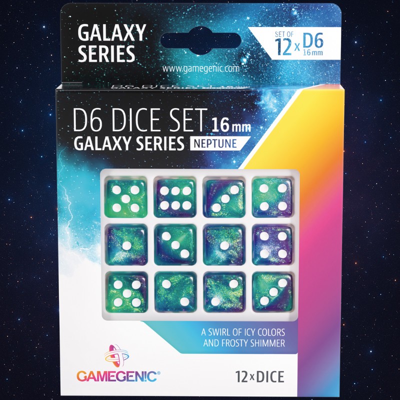 SET DE 12 DÉS 6 FACES - COULEUR NEPTUNE
