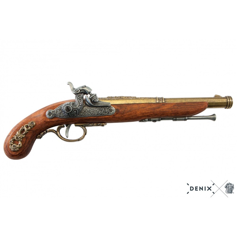 Pistolet de pirate de type flintlock en metal avec crosse en bois Pistolet de pirate de type flintlock en metal avec crosse en bois
