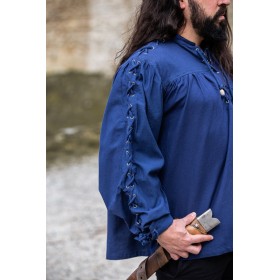CHEMISE MÉDIÉVALE BLEUE A CORDELETTE
