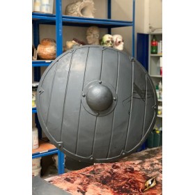 Ce bouclier viking à peindre est sculpté pour donner un effet bois et métal