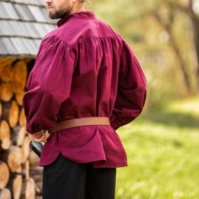 CHEMISE MEDIEVALE A LACET EN COTON EPAIS CHINÉ