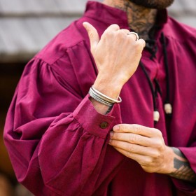 CHEMISE MEDIEVALE A LACET EN COTON EPAIS CHINÉ