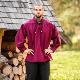 CHEMISE MEDIEVALE A LACET EN COTON EPAIS CHINÉ