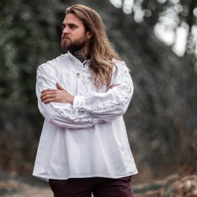 chemise médiévale pour homme avec laçage sur la manche et sur le torse