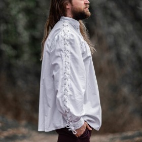 CHEMISE MÉDIÉVALE BLANCHE A CORDELETTE POUR HOMME