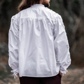 CHEMISE MÉDIÉVALE BLANCHE A CORDELETTE POUR HOMME