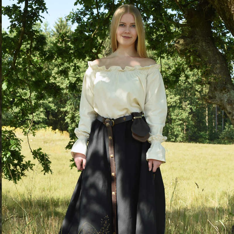 Chemisier médiéval à manches longues, épaules dénudées